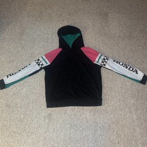 forever 21 honda hoodie black white green pink checkered sleeves men’s medium